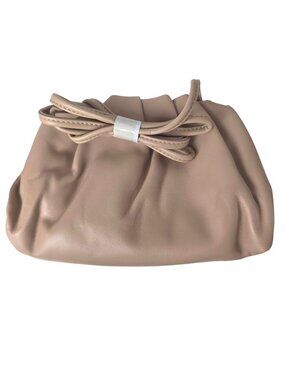 Soft Beige Faux Leather Womens Purse Magnetic Closure Pouch Bag Classic